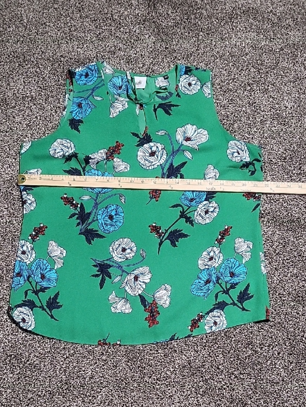 Cabi 3785 Primrose Floral Green Blouse Sleevless Top Womens Size Large - Picture 8 of 9